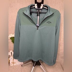 NWT Men's Callaway 1/4 Zip Pullover Large Green Golf Jacket